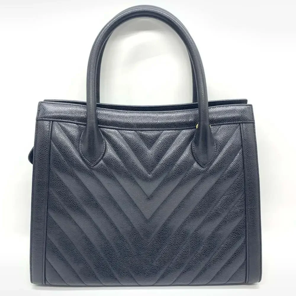 CHANEL Black Caviar Leather Tote Bag - Picture 2 of 6